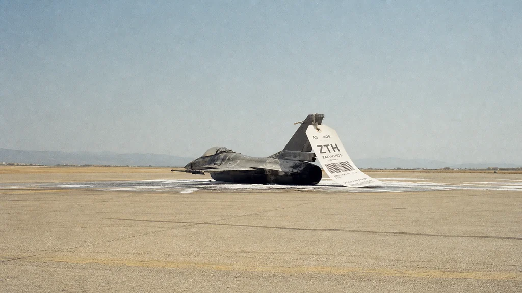 Φωτιά σε F-16 στη Ζάκυνθο: αναγκαστική προσγείωση «με την κοιλιά» έκλεισε το αεροδρόμιο εν μέσω σεζόν